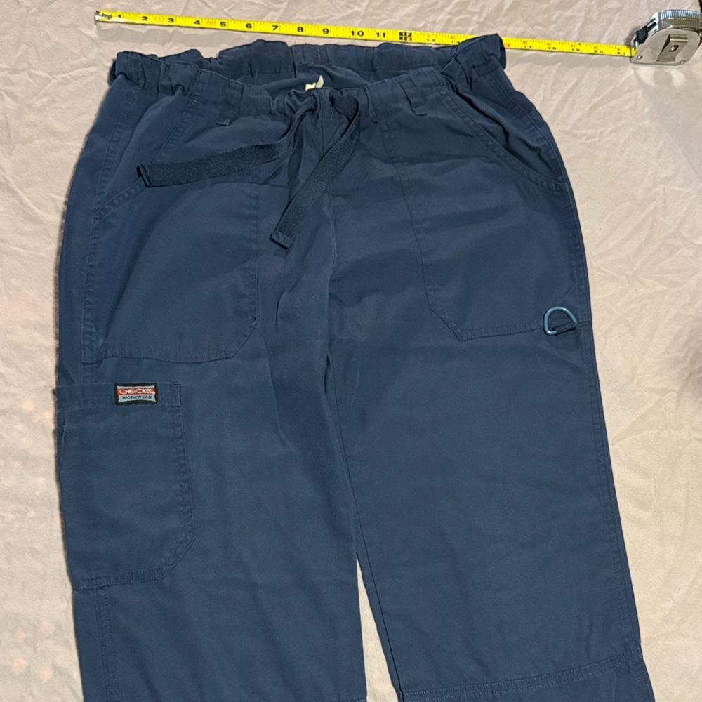 Women's small tall Navy Cargo scrub Pants